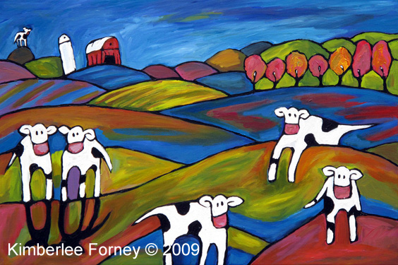 Cows in Blue Field