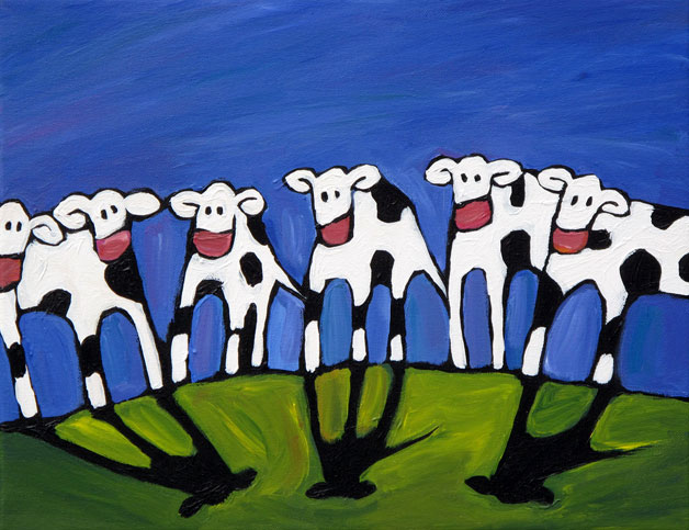 cows peering
