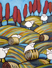Sheep in Fall with Hay